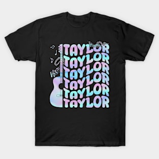 Taylor First Name I Love Taylor Girl Groovy Retro Tie Dye T-Shirt